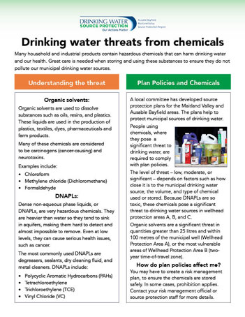 Cover of chemicals fact sheet for toxic organic solvents and dense non-aqueous phase liquids or DNAPLs